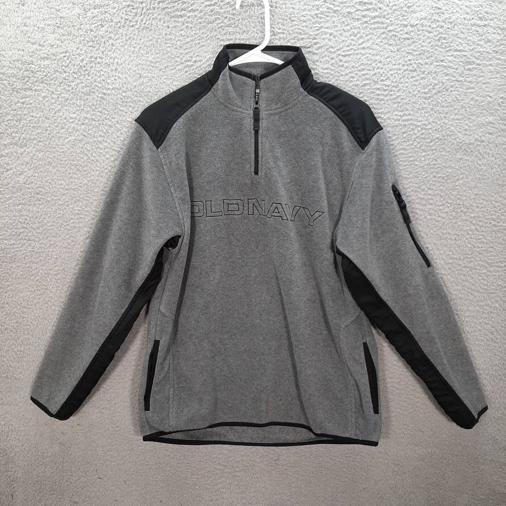Old Navy Sweatshirt Womens 14 Gray Black Fleece 1/4 Zip Preppy Outdoors Y2K
